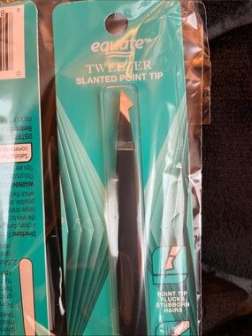 Equate Black Slanted Point Tip Tweezer - Precision Hair Removal